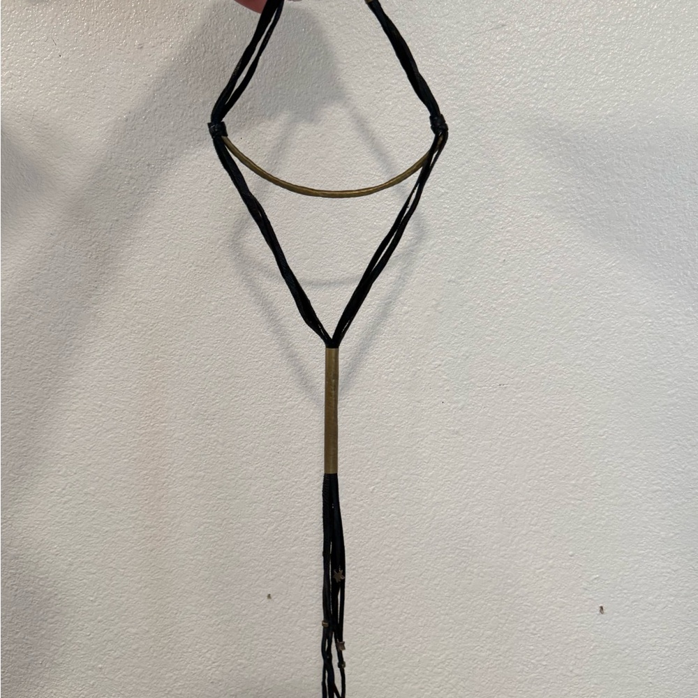 Vintage Black and Gold Necklace with Fringe